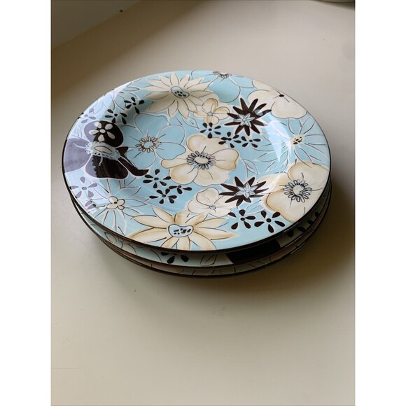 Laurie Gates Casual Blues Floral 10"Dinner Plates The Casual Collection Colorful - Picture 2 of 9